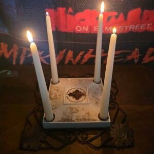 Rare 2011 Abbey Press Nativity Scene 4 Way Taper Candle Holder With Metal Frame